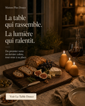 La Table Douce — planche et bougies dans une ambiance du soir